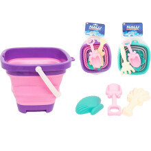 Pastel Castle & Round Folding Bucket Set Pink or Green