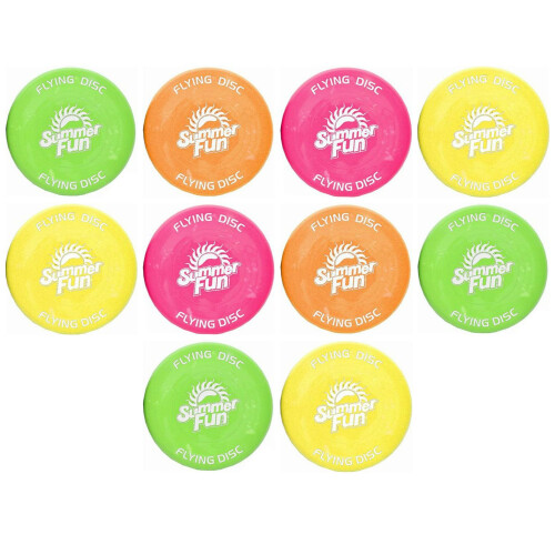 Kandy Toys 10 Summer Fun Flying Disks - Assorted Colours