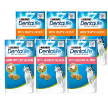 PURINA Dentalife Dental Treats for Cats | Bundle of 6 | Chicken 40g x 3 and Salm