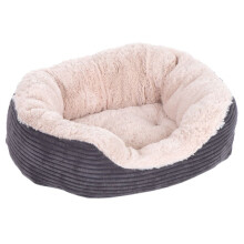 Rosewood Jumbo Cord Plush Dog Bed – Medium, 62x60cm – Washable Oval Pet Bed Cush