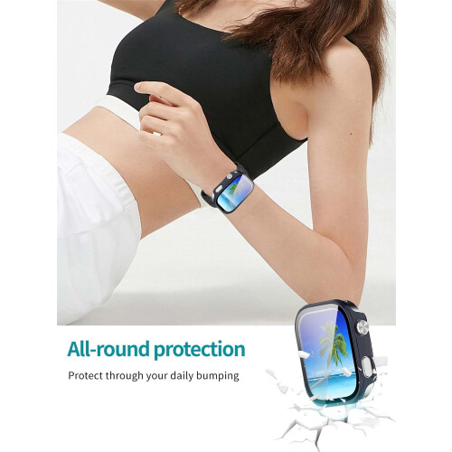Screen Protector Case with 9H Tempered Glass, Full Coverage Hard PC Shell Blue for Redmi Watch 6 2