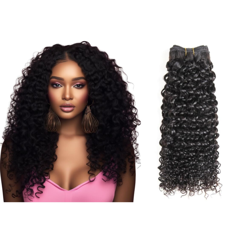 100% Unprocessed Burmese Curly Human Hair Extensions, Virgin Raw Bundles, Natural Black 20 Inch