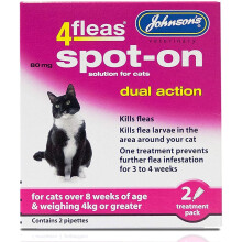JOHNSONS 4FLEAS CAT - DUEL ACTION SPOT ON - +8 WEEKS ABOVE 4KG WEIGHT (X1 PACK)