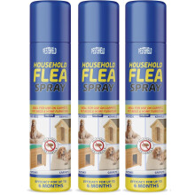 Flea Spray Flea & Larvae killer Cat Dog Pets Bed Carpet Home 200 ml cans (3 X ca