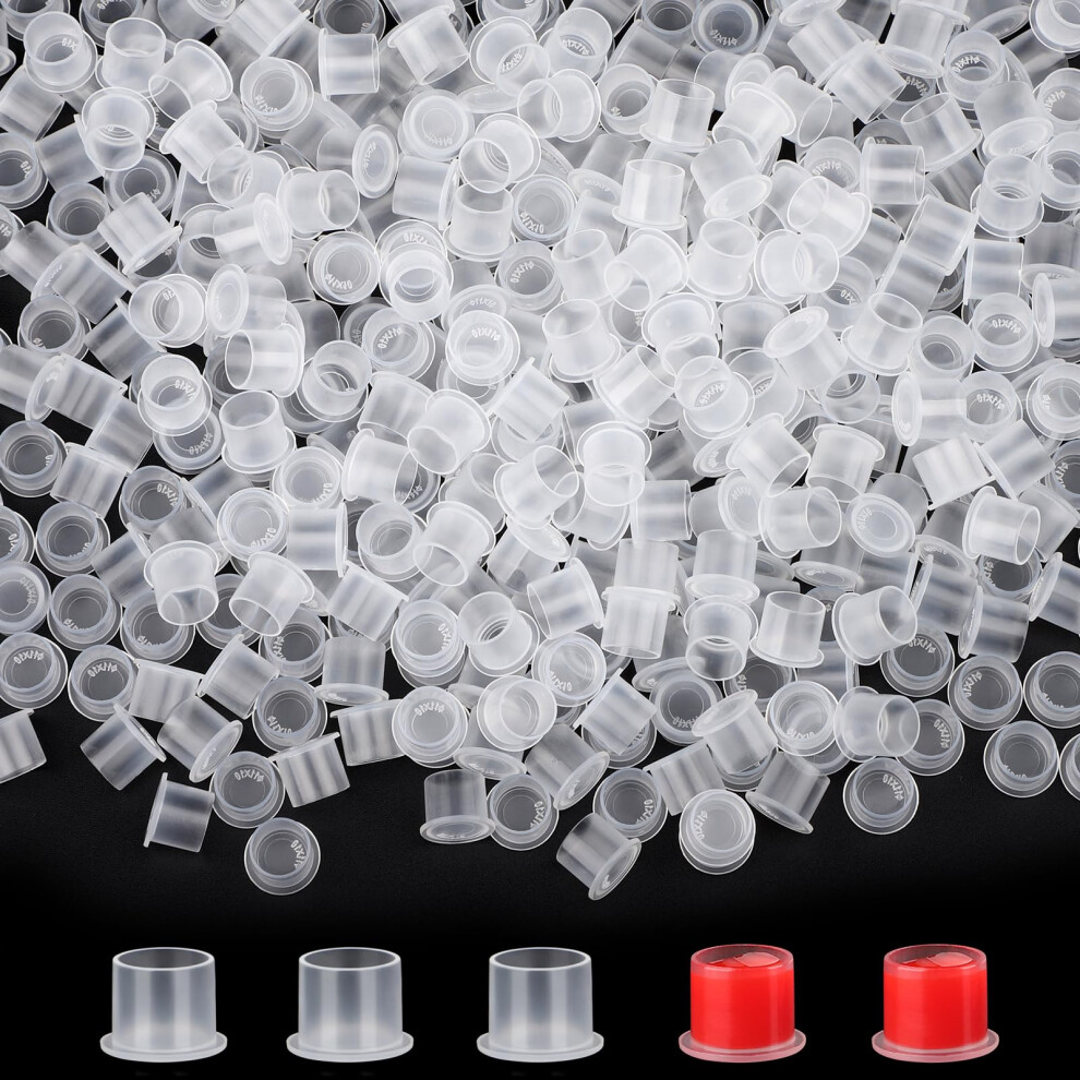 1000pcs Disposable Tattoo Ink Caps 11mm Clear Cups with Stable Base for Makeup and Tattoo