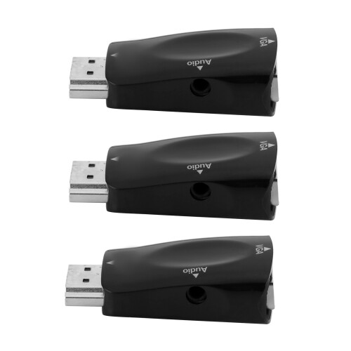 3x HDMI Stecker zu VGA Buchse Adapter 1080P Audio 2