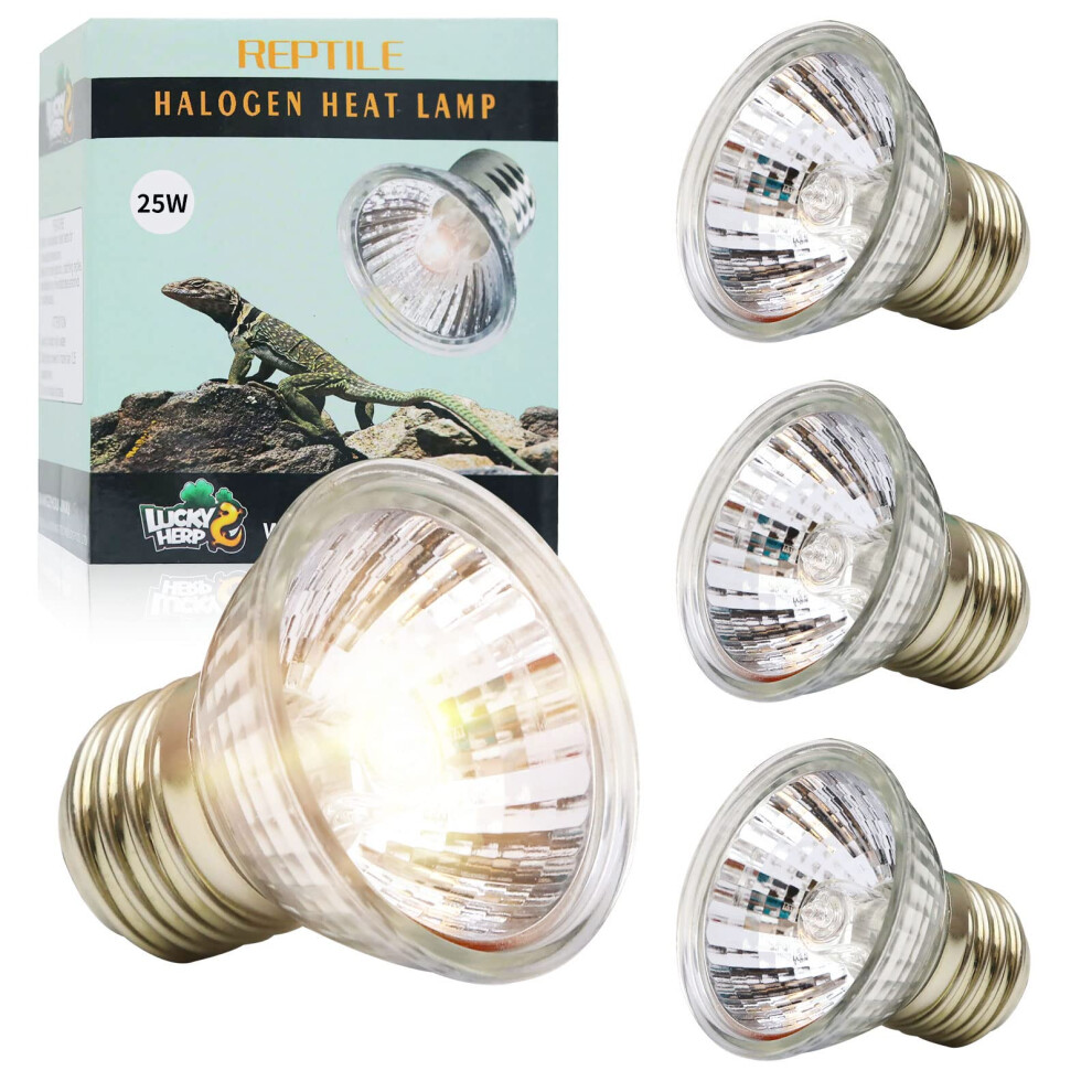 Lucky Herp Reptile Heat Lamp Bulb 25W 4Pack, Uva Uvb Basking Lamp Bulb Light