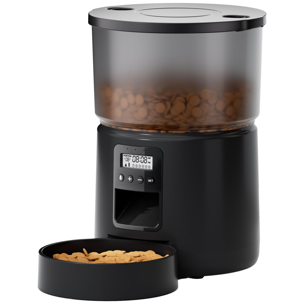 Bemoony Automatic Cat Feeder Dry Food: Cat Feeder With Timer - Pet Food Dispenser Button Control 1-6 Meals - 3L Auto Dog Bowl With Customize Feeding