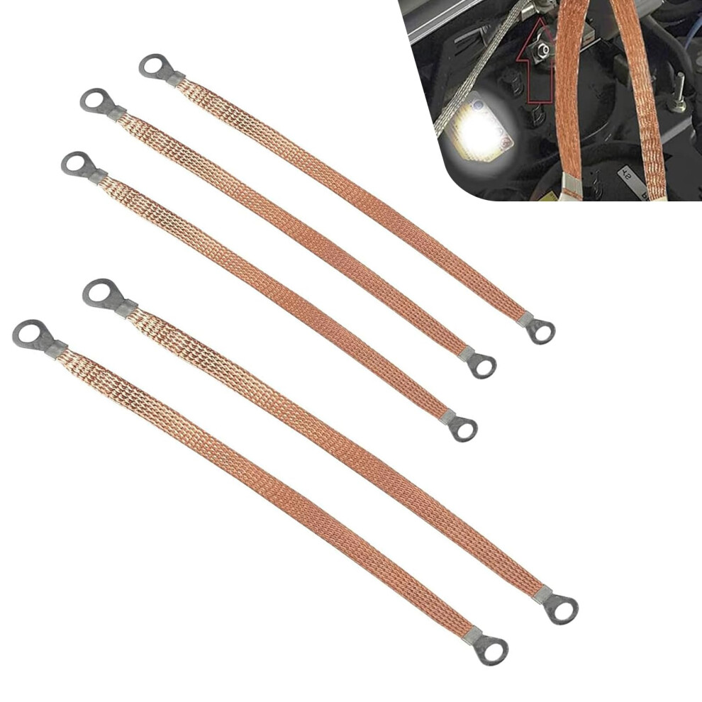 5Pcs Copper Braided Ground Strap Set, Flame Retardant Conductivity Engine Grounding Strap For Cars 9092120438741