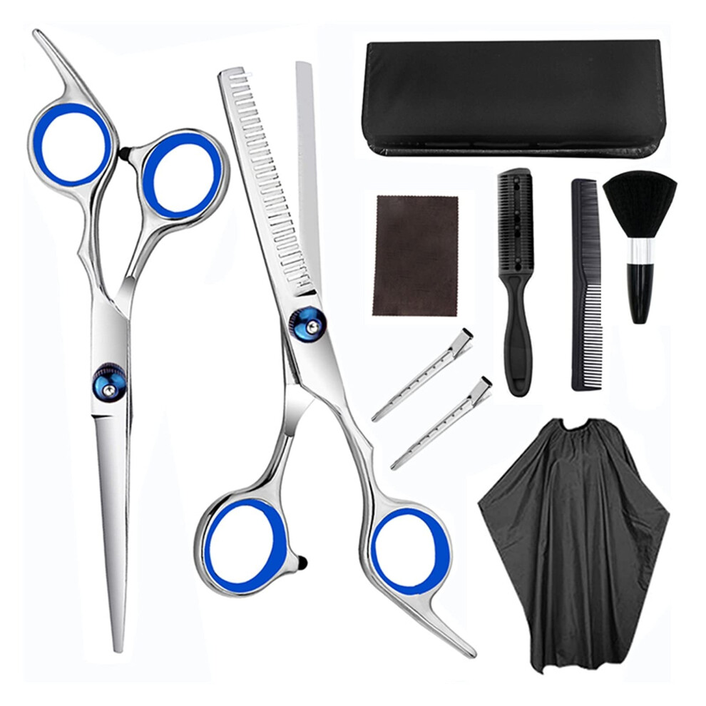 Professional Hair Cutting Kit 10 Pcs with Sharp Blades, Barber Scissors and Thinning Shears
