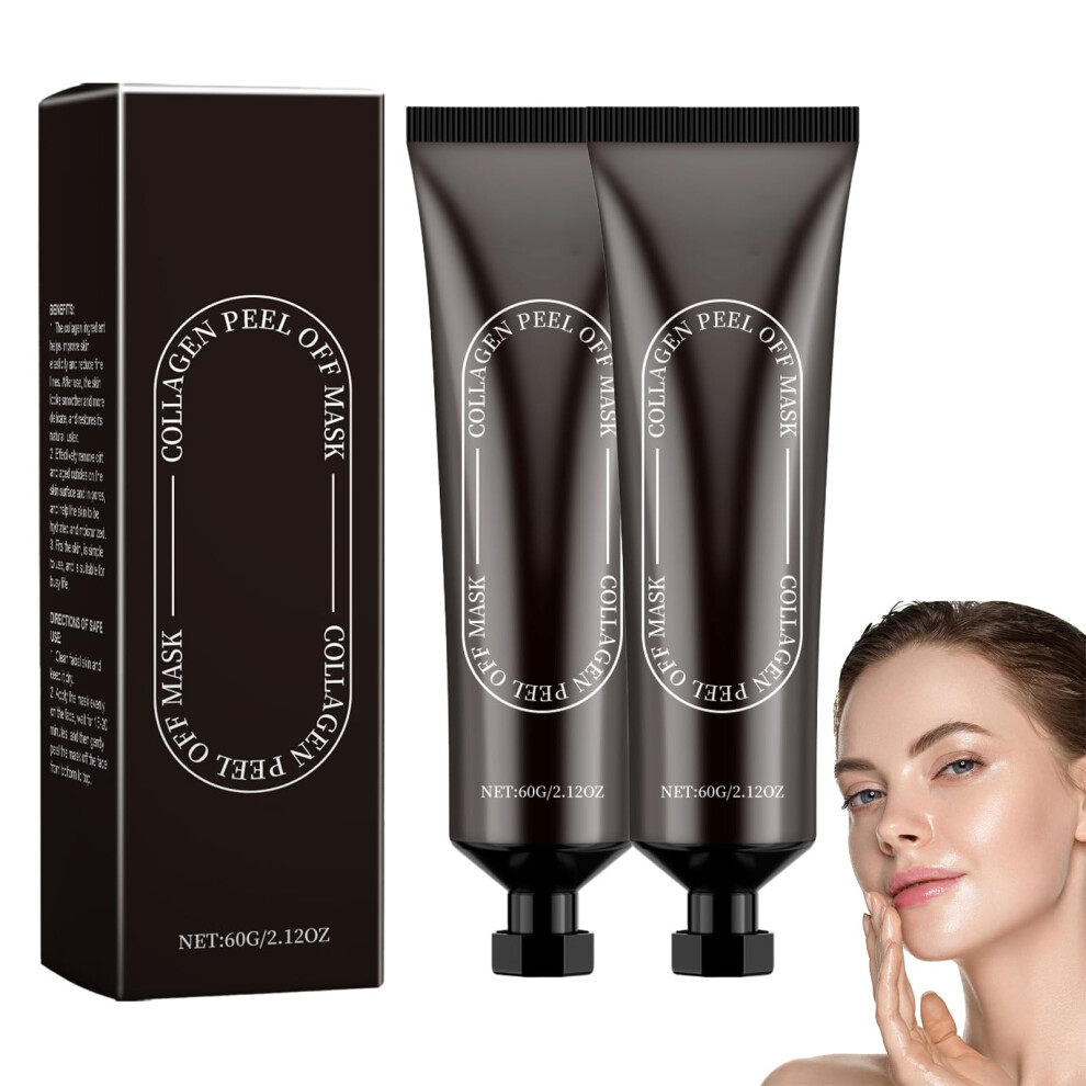 Collagen Face Mask Pack with Deep Hydration and Brightening, Korean Peel Off Facial Mask, 2 Pcs