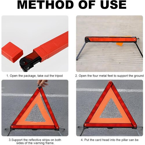 Emergency Warning Triangle with  Visibility Reflective Panels, Foldable Design and Storage Case 1