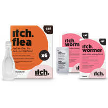 Itch - Cat Flea and Wormer Bundle for 1kg+ Cats - 6 Flea Treatment Pipettes and 4 Worming Tablets