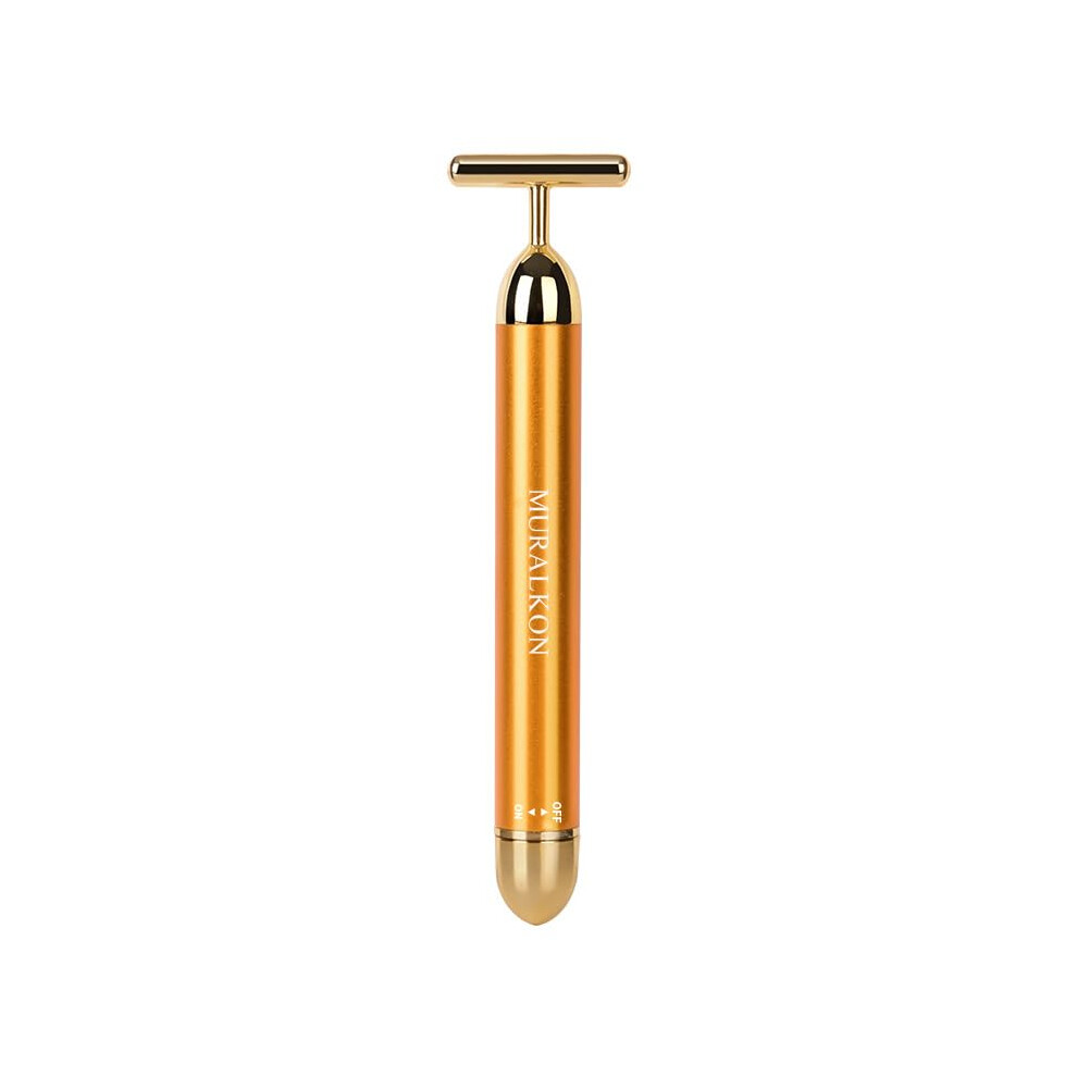Gold 24K Tshape Face Massage Tool With 6000 Microvibrations For Lifting And Skin Tightening