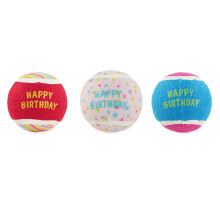 Rosewood Birthday Tennis Balls for Dogs – Pack of 3 Squeaky Fetch Toy Balls, Col
