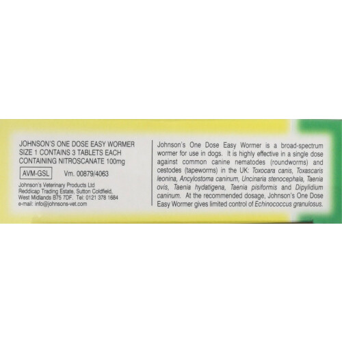 Johnsons Vet Easy One Dose Wormer, Size 1 1