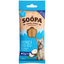 Soopa Coconut & Chia Seed Dental Sticks, Vegan, Human-Grade Dog Chews to Clean Teeth, Breath Freshener, Aid Digestion, Natural, Superfood, Healthy, G