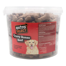 Extra Select Gravy Bones Beef Flavoured Dog Treat Biscuits in a 1ltr B