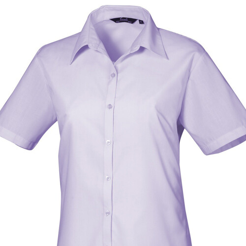 Premier (10, Lilac) Premier Short Sleeve Poplin Blouse / Plain Work Shirt 1