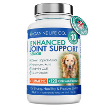 Senior Dog Joint Supplements High Strength With Added Turmeric Glucosamine & Green Lipped Mussel For Older Stiffer Dogs Age 8+ 120 Chewable Tablets M
