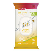 Beaphar - Pet Wipes – Ear & Eye Wipes for Cats & Dogs - Gently cleans around delicate eyes & ears – 100% Plant-Based, Biodegradable Wipes – With