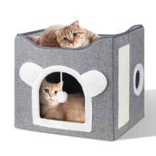 Furjoy Cat Beds, Large Cat Cave for Pet House with Fluffy Ball Hanging