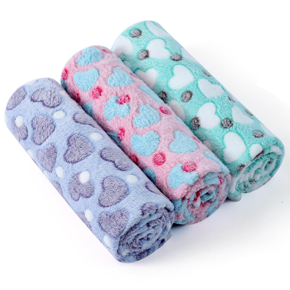 Comsle Fluffy Dog Blankets Washable For Small Medium Large Dogs, 3 Pack Soft Fleece Cat Blankets For Indoor Cats, Pet Puppy Blanket Sleeping