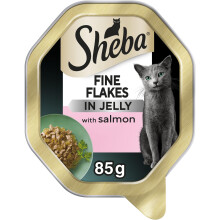 Sheba Fine Flakes Cat Food Tray with Salmon in Jelly 2x11x85g