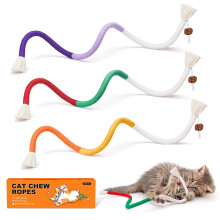 Potaroma Cat Toys Chew Ropes 3Pcs with Refillable Natural Catnip, Safe Teeth Cleaning Toy for Indoor Kittens, Interactive Cat Nip Kitty Toys