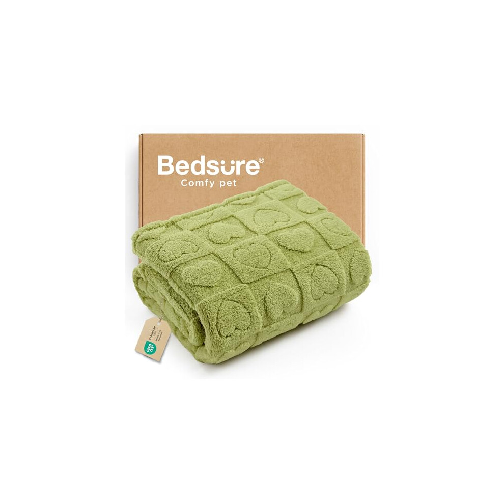 Bedsure Dog Blanket For Small Dogs Washable - Fluffy Fuzzy Puppy Cat B Coral/Green