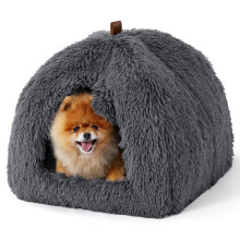 Bedsure Cat Cave Bed Igloo - Fluffy Cat Bed House with Removable Washa