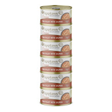 Applaws Natural Tuna with Salmon Wet Cat Food in Jelly, Stack of 6 x 70g Tins (Packing May Vary)