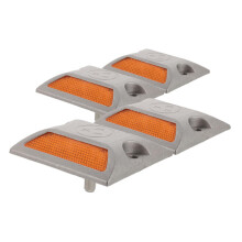 Road Reflective Studs 4 Pack Cast Aluminum Markers with Enhanced Nighttime Visibility and Durability