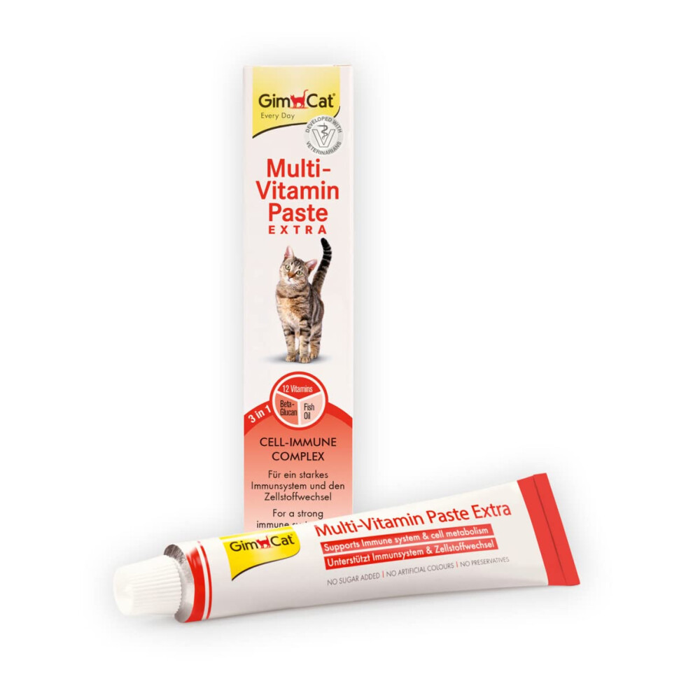 Gimcat Multi-Vitamin Paste Extra - Cat Snack With Beta-Glucans And Omega 3 & 6 Fatty Acids For Healthy Cell Protection - 1 Tube (1 X 50 G)