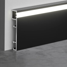 Matte Black LED Aluminium Skirting Board Trim Kit, 4 Pack 50x2500mm, Durable Wall Mount