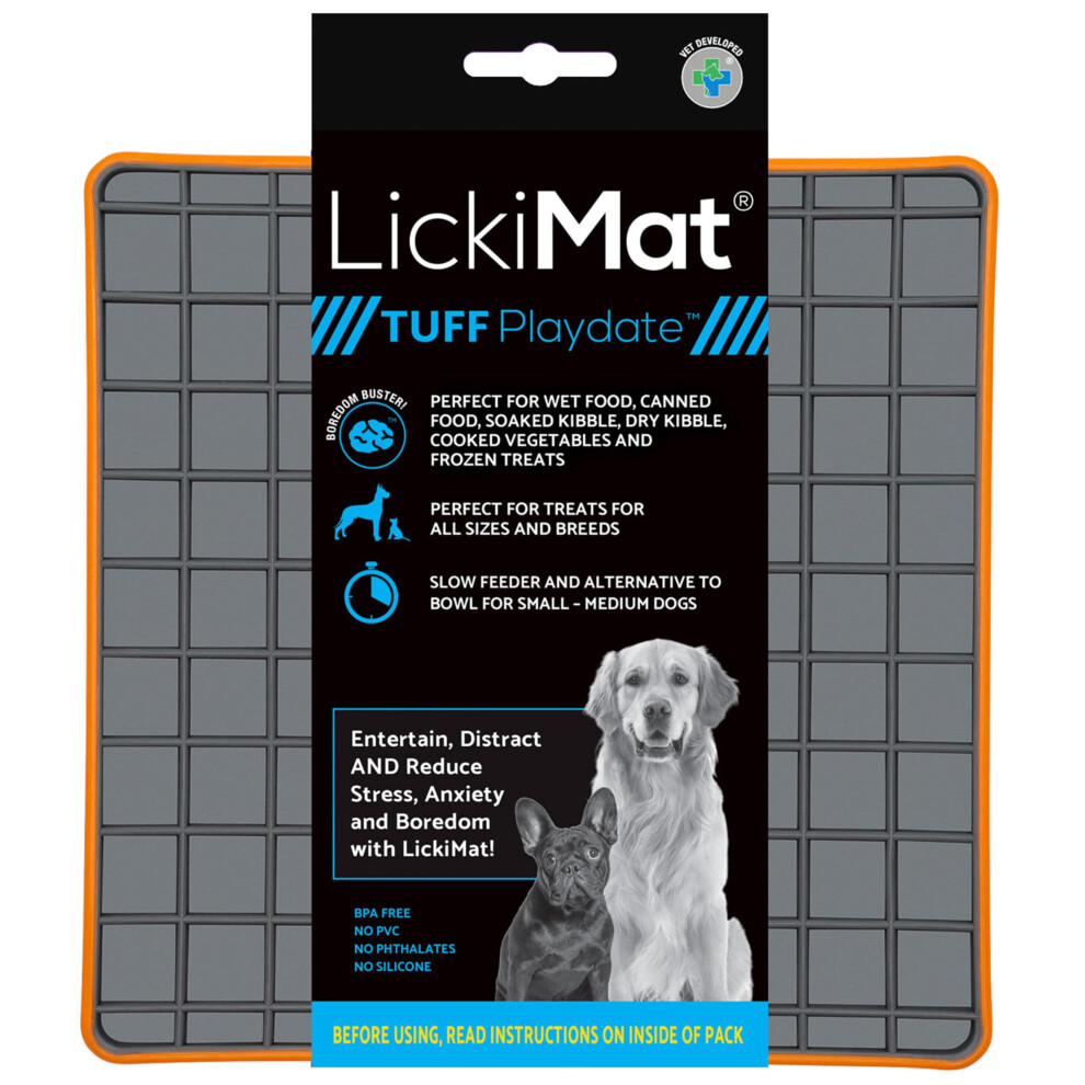 Lickimat Tuff, Heavy-Duty Playdate, Dog Slow Feeder Lick Mat, Boredom