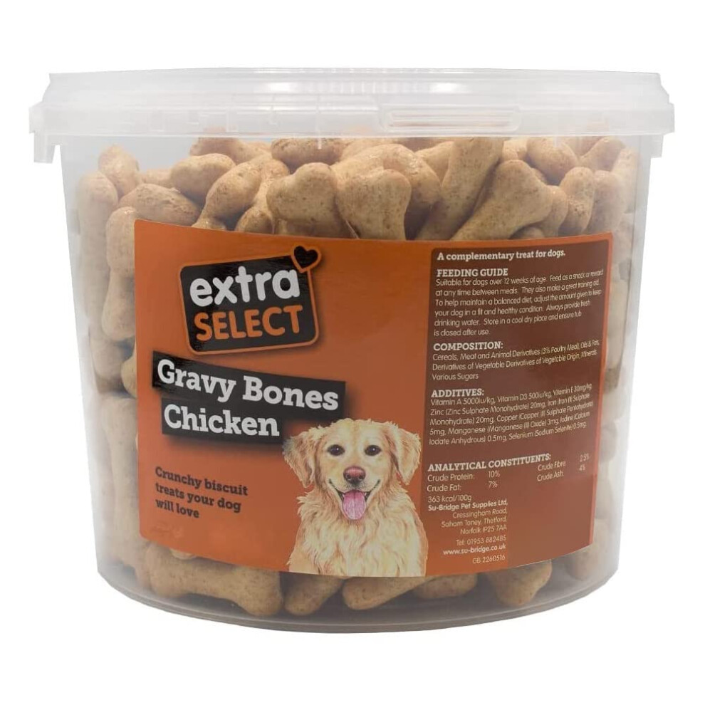 Extra Select Gravy Bones Chicken Flavoured Dog Treat Biscuits In A 1Lt