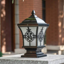 Outdoor Post Light with Vintage Gold Patina Finish, Weatherproof Garden and Driveway Lamp