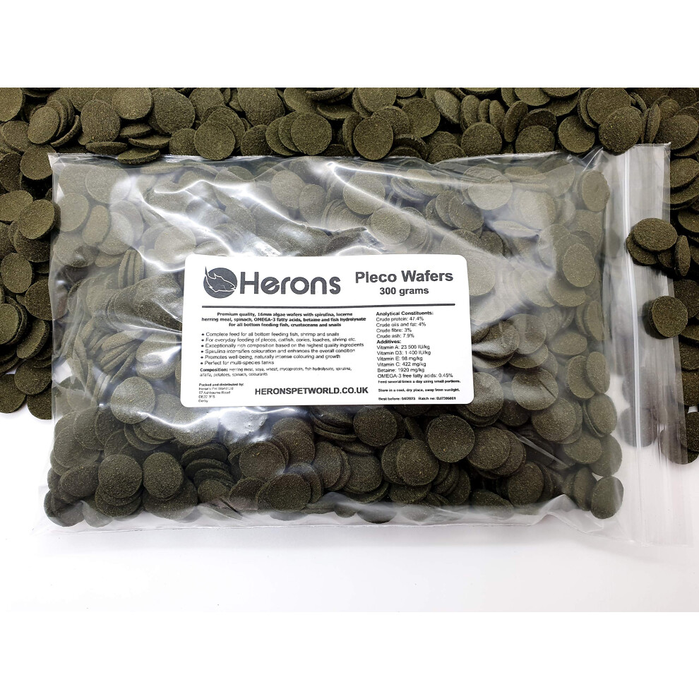 Herons Pleco Wafers [300G] - Spirulina Algae Wafers - Fish Food For Al