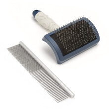 Mikki Dog Puppy Stainless Steel Comb and Hard Pin Slicker Brush, for C