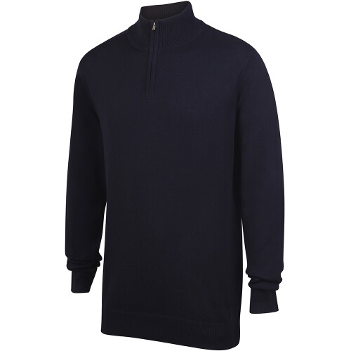 (L, Navy) Henbury Mens 1/4 Zip Long Sleeve Jumper 1