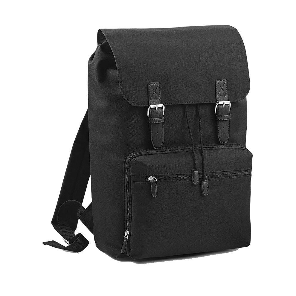Bagbase (One Size, Black/Black) Heritage Laptop Backpack Bag (Up To 17Inch Laptop) (Pack Of 2)