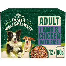 James Wellbeloved Adult Dog Food with Lamb and Chicken in Gravy Pouch 12 x 90 g
