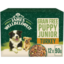 James Wellbeloved Grain Free Puppy Dog Food with Turkey in Gravy Pouch 12 x 90 g