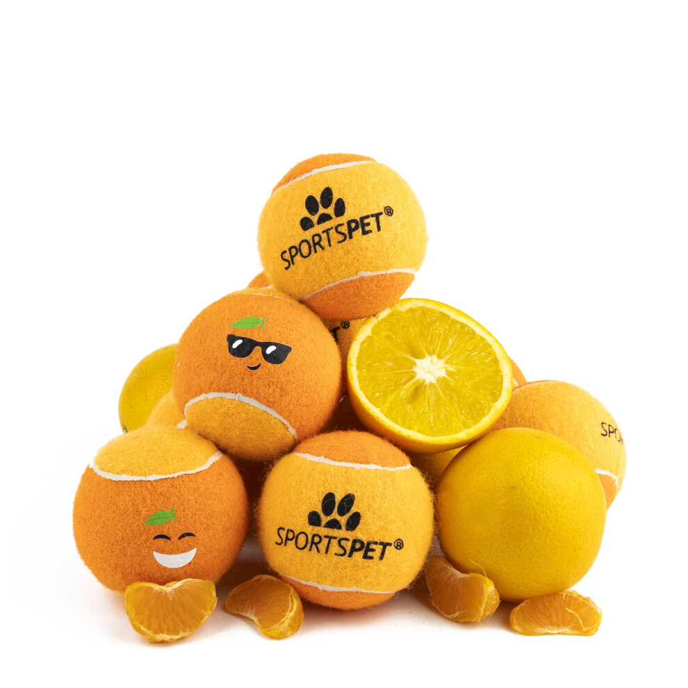 Sportspet Squeak Tennis Balls For Dogs - Extra Bouncy - Non Toxic - Du