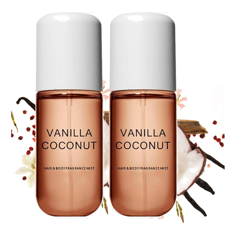 Vanilla Coconut Body Mist LongLasting Hair and Body Spray Travel Size 50ml for Women