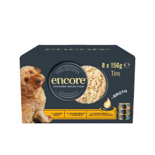 Encore 100% Natural Adult Wet Dog Food, Chicken Selection Multipack in Broth 156g Tin (8 x 156g Tins)