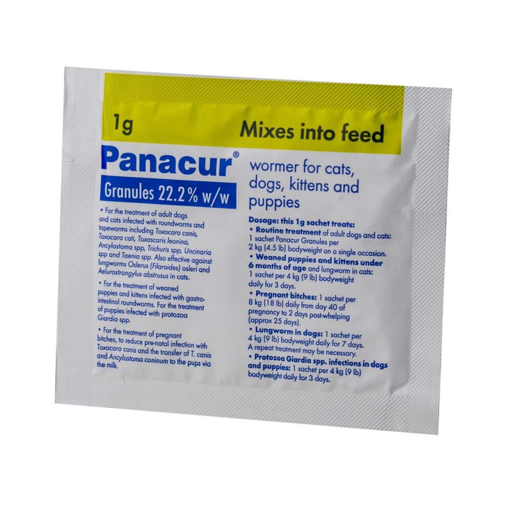 Panacur 22% Granules For Cats & Dogs, 1G, 3 Sachets