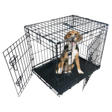 Ellie-Bo Dog Cage Folding 2 Door Crate with Non-Chew Metal Tray XXL 48-inch Black