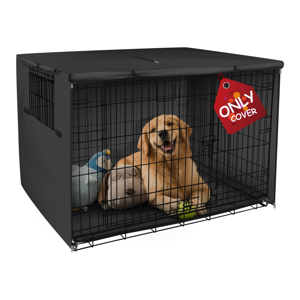 Explore Land 36 Inches Dog Crate Cover Durable - Polyester Pet Kennel Cover Universal Fit For Wire Dog Crate (Black)